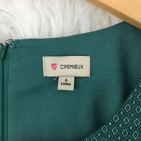 CREMIEUX NWT Size‎ 6 Green Navy Color Blocked Short Sleeve Sheath Dress - Picture 3 of 5